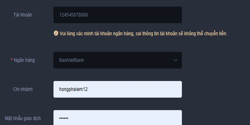 Đảm bảo tân binh sử dụng đúng số tài khoản ngân hàng bạn đã cung cấp 